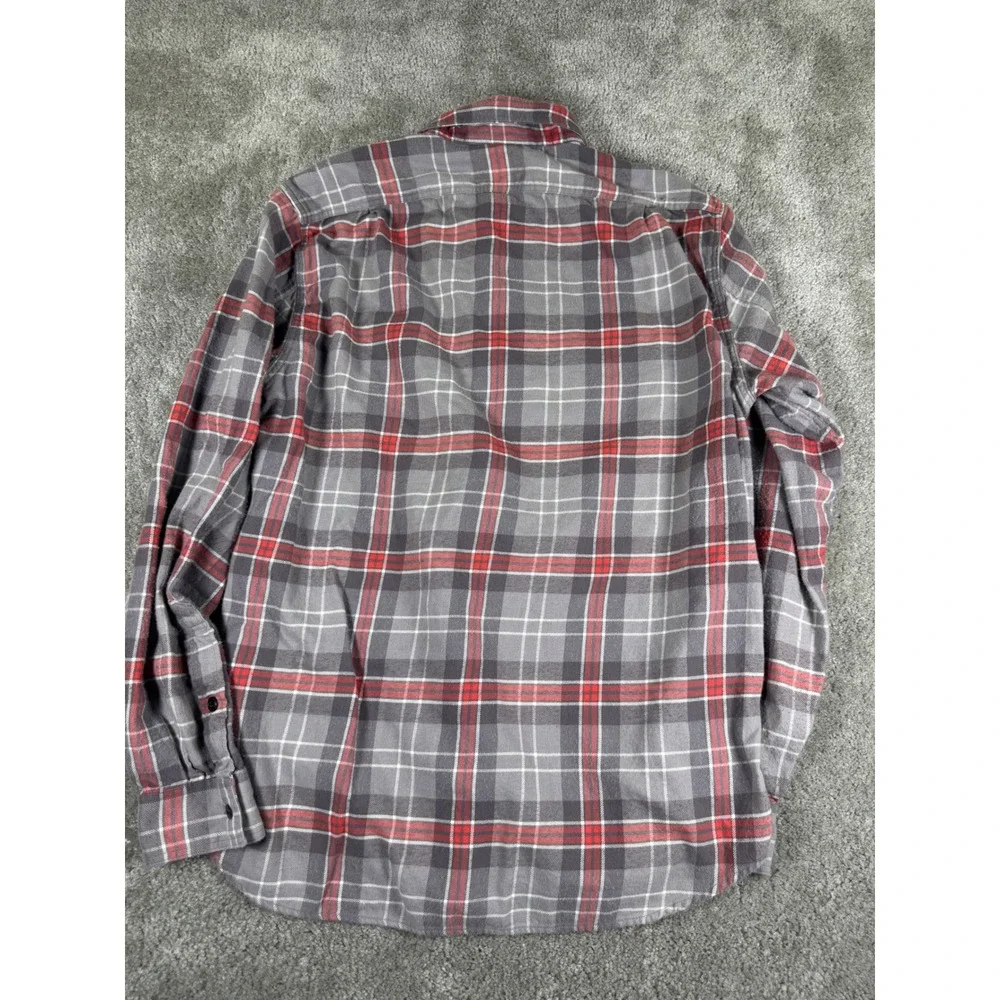 J.Crew Mens Grey Red Plaid Flannel Button Down Shirt Medium 28892 HO 11